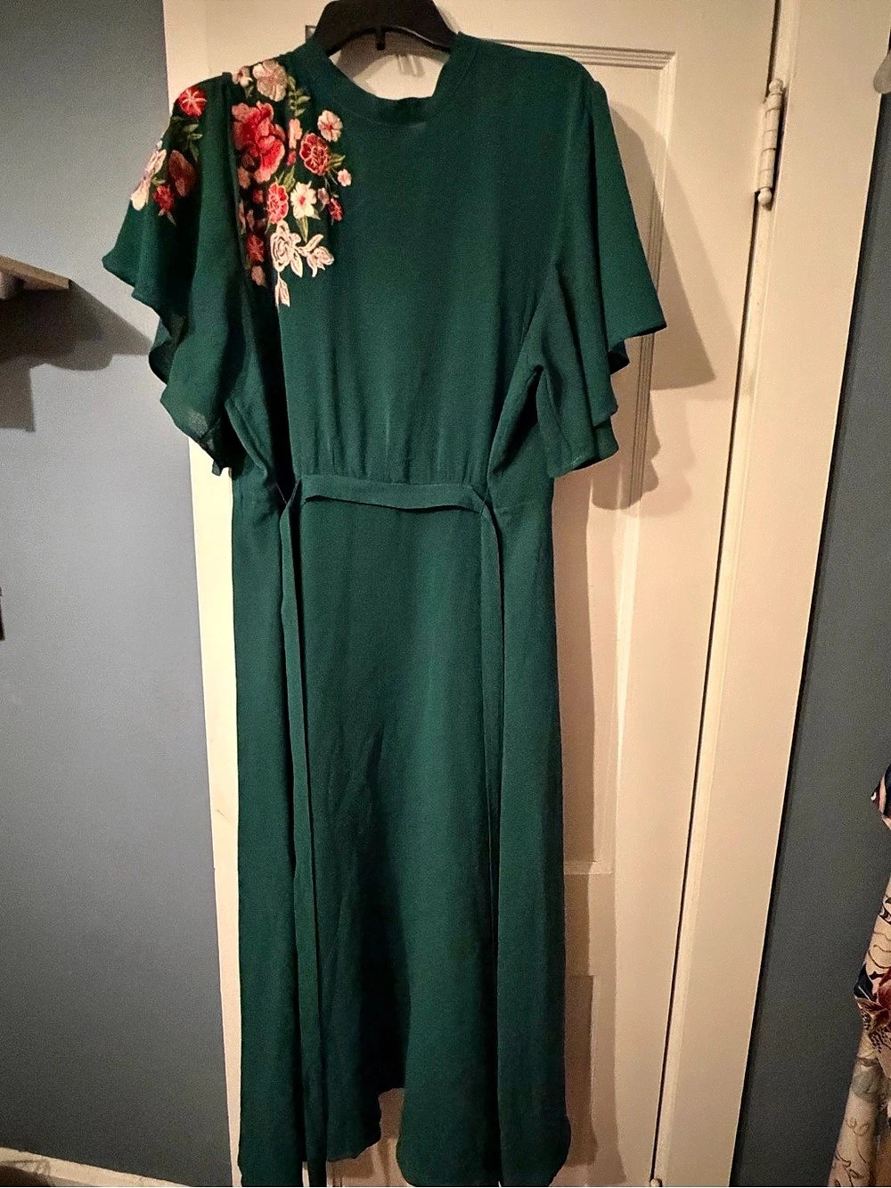 Floral Embroidered Maxi Dress in Green